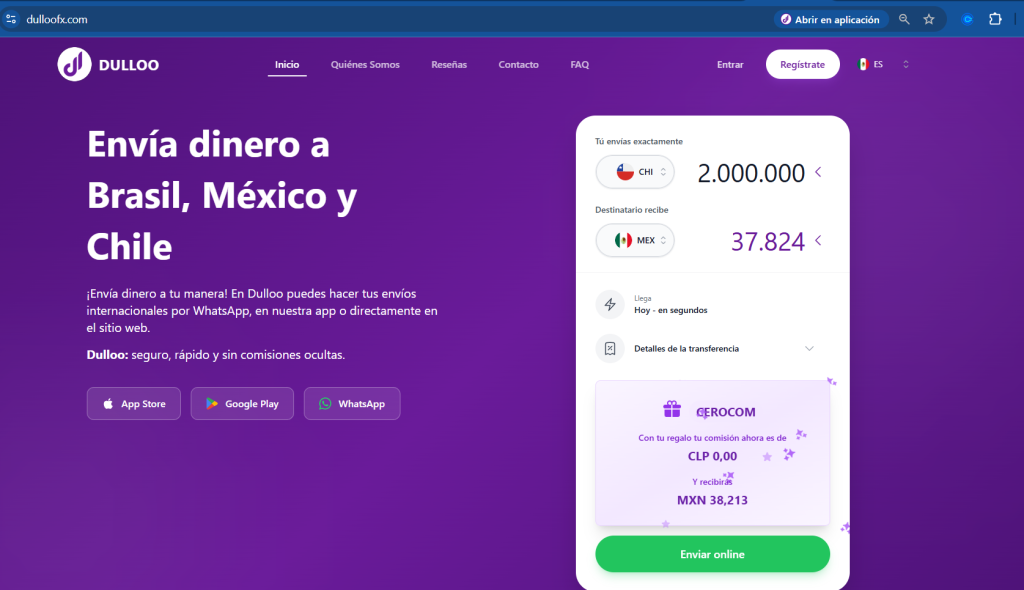 dulloofx.com mejor opcíon de enviar dinero a mexico